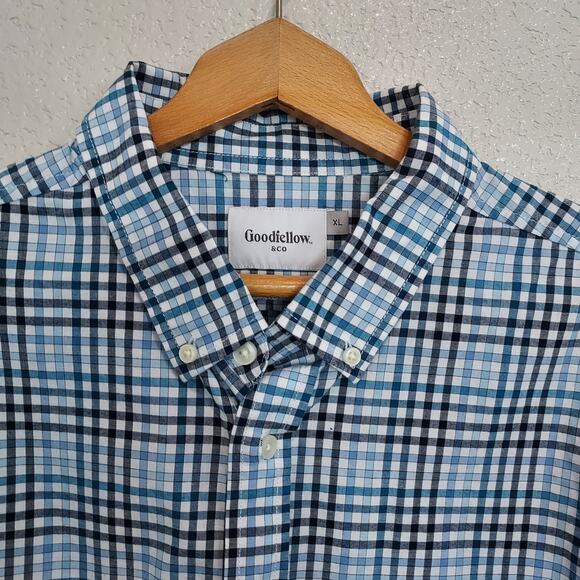 Goodfellow 'Slim' Fit Blue Check Pattern Long Sleeve Size XL - Picture 3 of 9